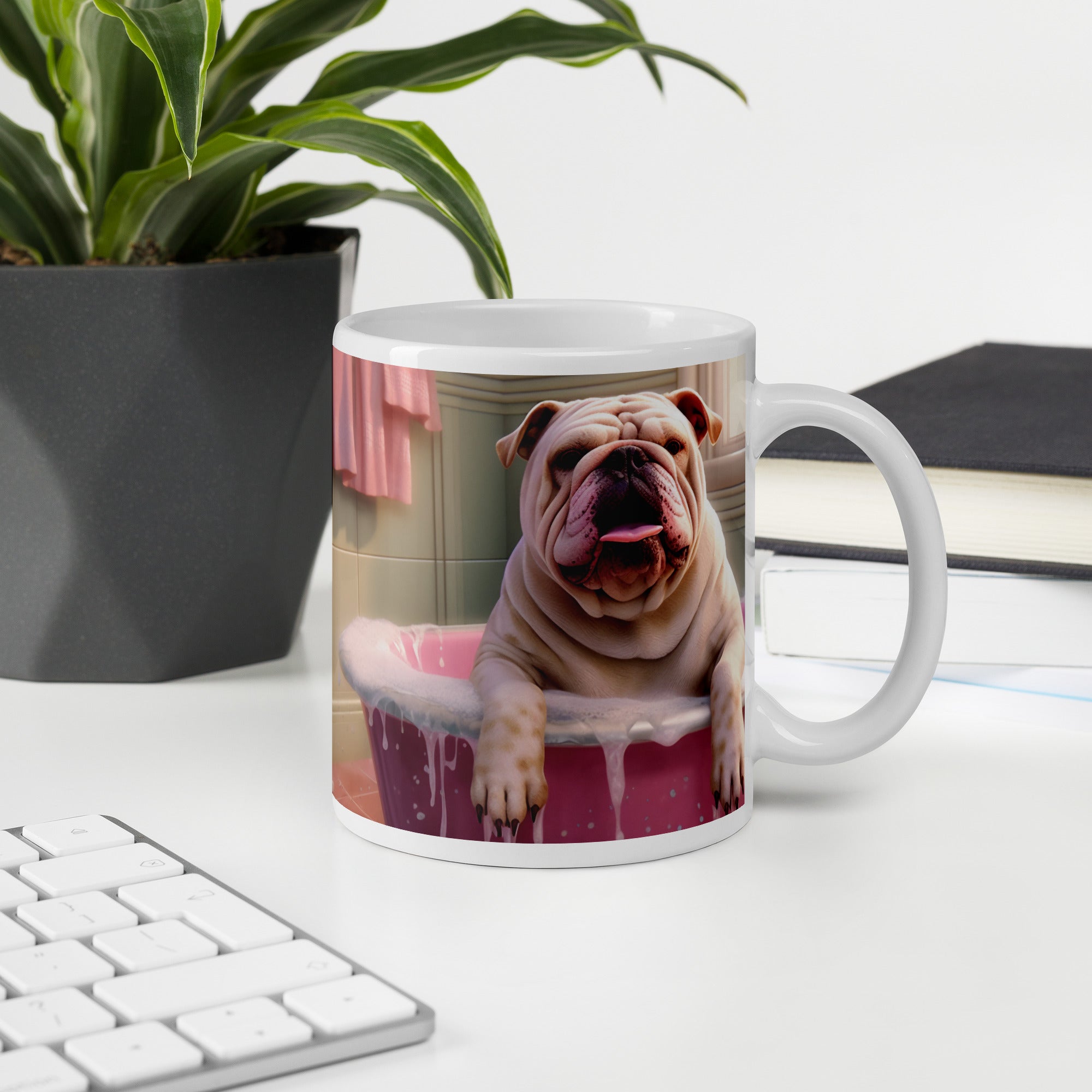 White glossy mug